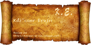 Kácser Ervin névjegykártya